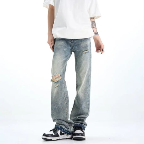 Loose Straight Ripped Jeans For Men Conceitastral
