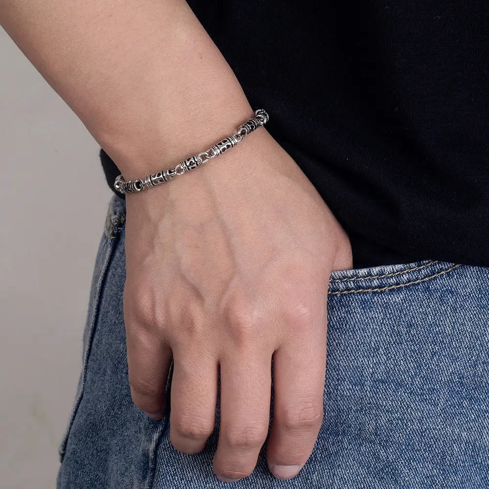 Men Antique Hollow Thai Silver Bracelet Conceitastral