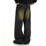 Men's Autumn American Fashion Brand Loose Yellow Mud Dyed Washed Vintage Jeans Conceitastral