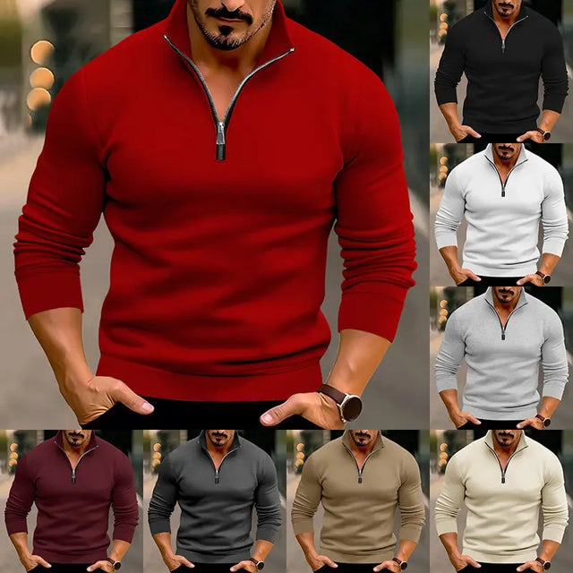 Men's Casual Solid Color Long-sleeved T-shirt Top Conceitastral