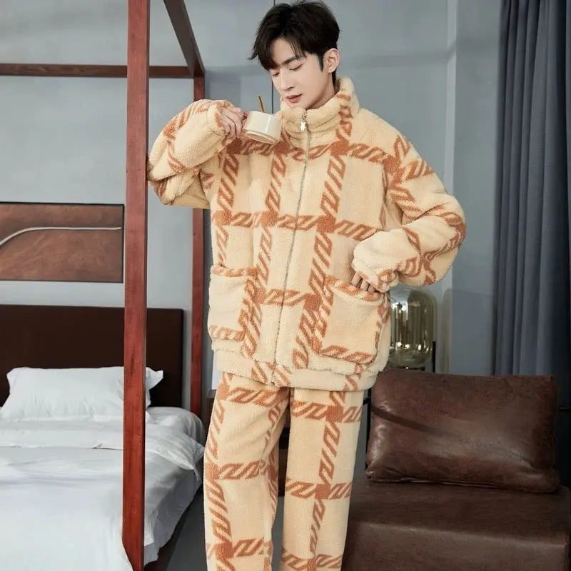 Men's Zipper Pajamas Winter Thickened Conceitastral