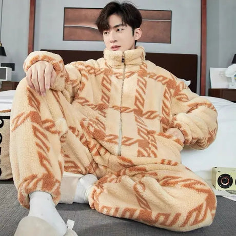 Men's Zipper Pajamas Winter Thickened Conceitastral