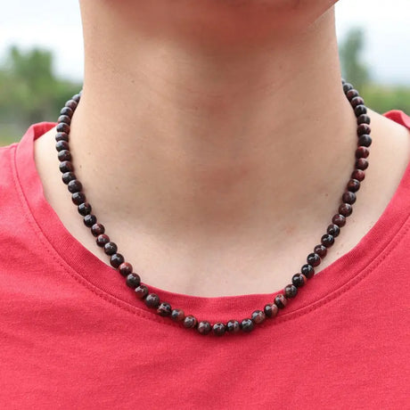 Minimalist Choker Necklace For Men Boy 6mm Small Beads Natur Conceitastral