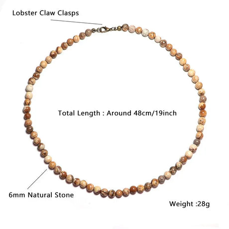 Minimalist Choker Necklace For Men Boy 6mm Small Beads Natur Conceitastral