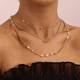 Multilayer Pearl Thin Chain Necklace Women Conceitastral