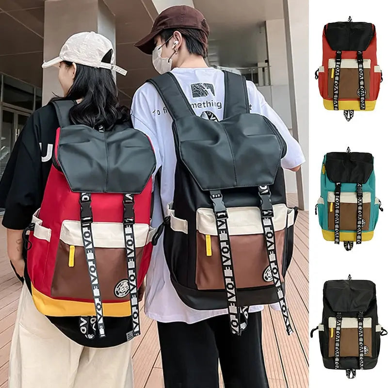 New Color Matching Backpack Fashion Outdoor Travel Bags Men Women Personality Middle Junior High School Student Schoolbags Conceitastral