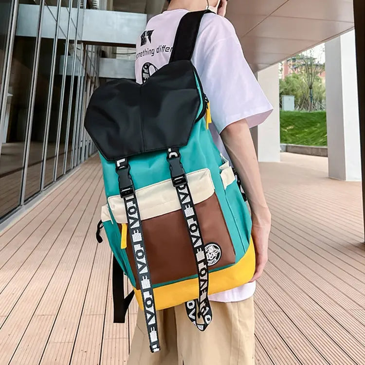 New Color Matching Backpack Fashion Outdoor Travel Bags Men Women Personality Middle Junior High School Student Schoolbags Conceitastral
