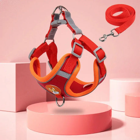 New Dog Leash And Harness Set Pet Dog Harness And Leash Set Adjustable Puppy Cat Harness Vest Reflective Walking No Pull Lead Leash For Small Dogs Chihuahua Conceitastral