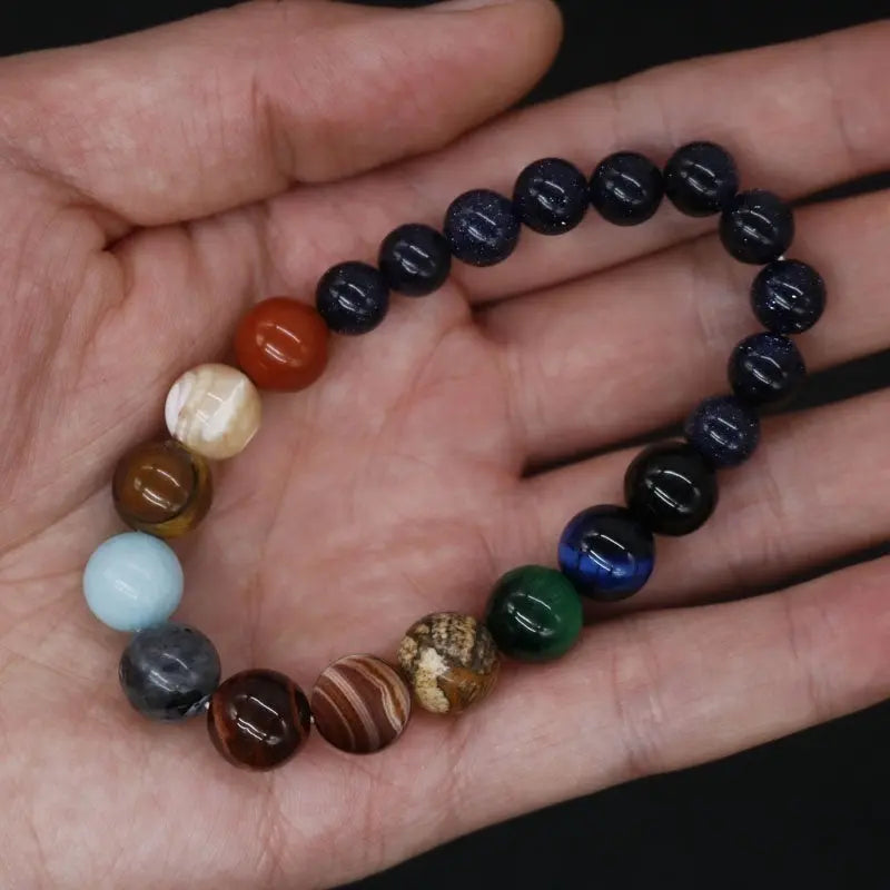 New Fashion Eight Planets Beaded Bracelet Men's Natural Stone Cosmic Yoga Chakra Solar Bracelet, Jewelry Handmade Bohemian Natural Stones Bracelet Conceitastral
