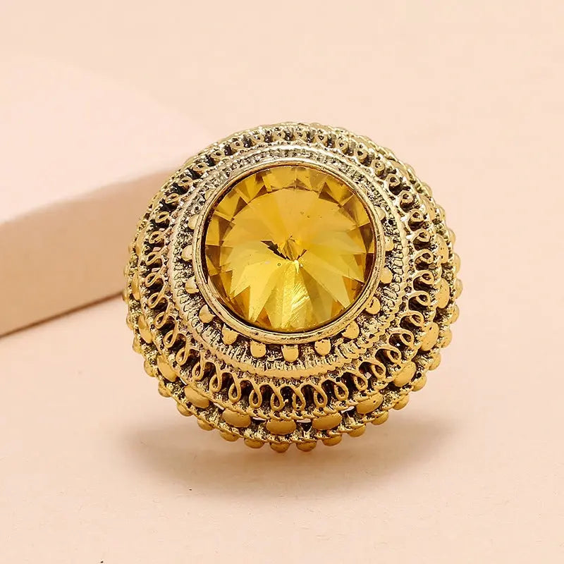 New Indian Vintage Gold Metal Crystal Rings For Women Conceitastral