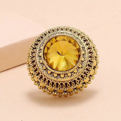 New Indian Vintage Gold Metal Crystal Rings For Women Conceitastral