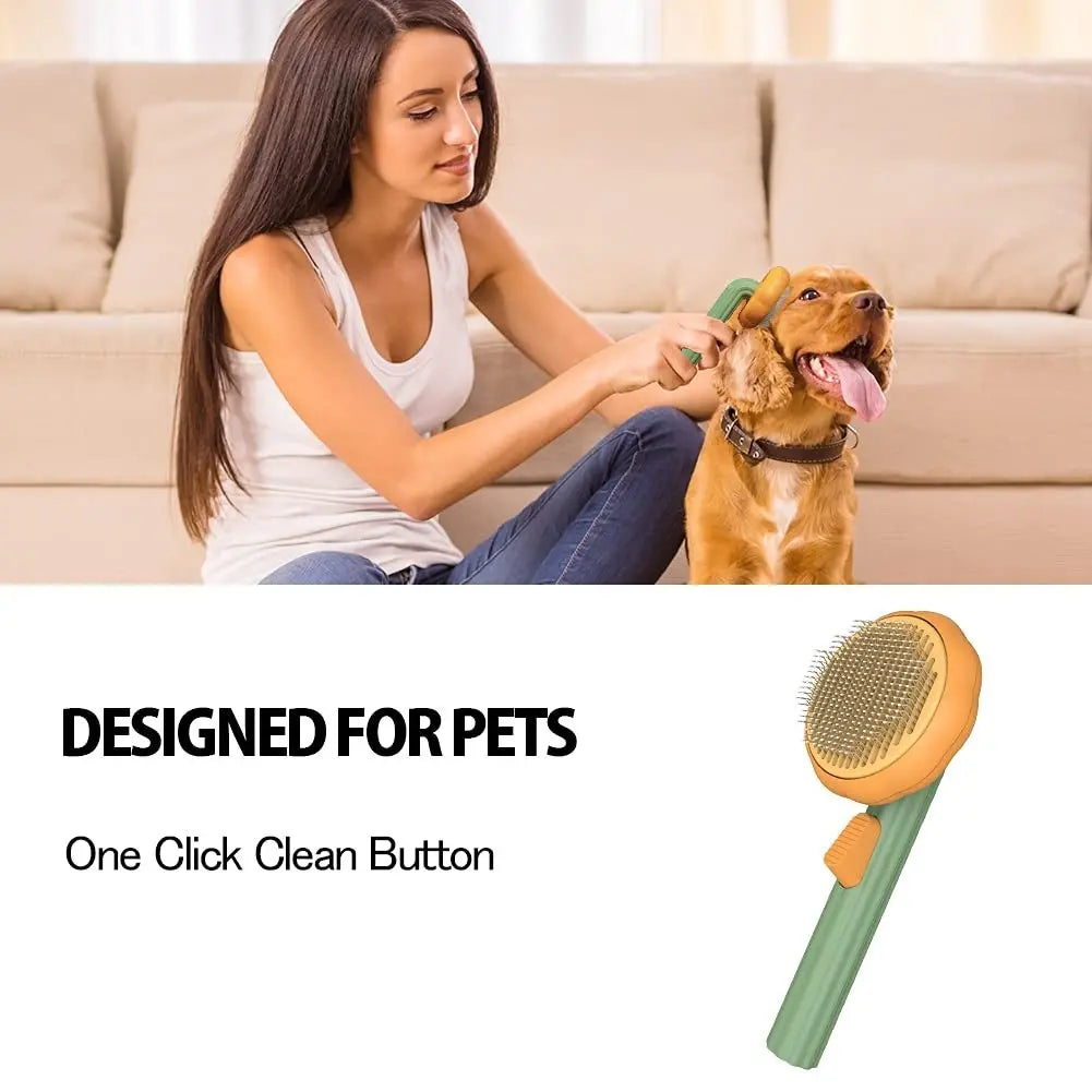 Pet Pumpkin Brush, Pet Grooming Self Cleaning Slicker Brush For Dogs Cats Puppy Rabbit, Cat Brush Grooming Gently Removes Loose Undercoat, Mats Tangled Hair Slicker Brush Conceitastral
