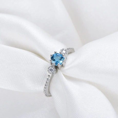 ROMAD Ocean Blue Rhinestone Rings Women Size 105 Gold Silver Finger Rings for Wedding Engagement Simple Bohemian Rings Conceitastral