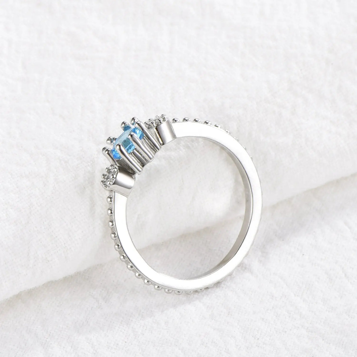 ROMAD Ocean Blue Rhinestone Rings Women Size 105 Gold Silver Finger Rings for Wedding Engagement Simple Bohemian Rings Conceitastral