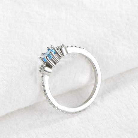 ROMAD Ocean Blue Rhinestone Rings Women Size 105 Gold Silver Finger Rings for Wedding Engagement Simple Bohemian Rings Conceitastral