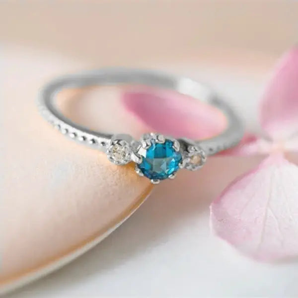 ROMAD Ocean Blue Rhinestone Rings Women Size 105 Gold Silver Finger Rings for Wedding Engagement Simple Bohemian Rings Conceitastral