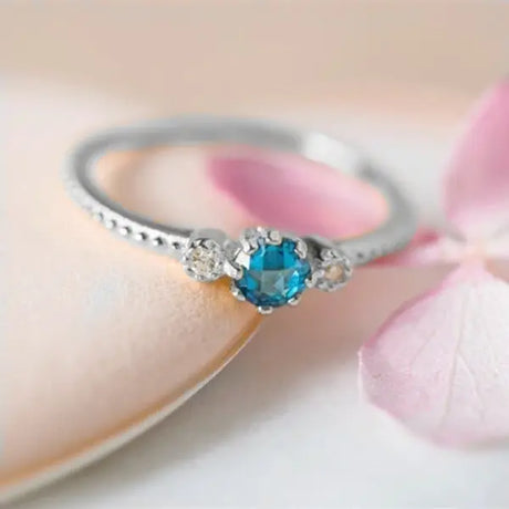 ROMAD Ocean Blue Rhinestone Rings Women Size 105 Gold Silver Finger Rings for Wedding Engagement Simple Bohemian Rings Conceitastral