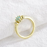 ROMAD Ocean Blue Rhinestone Rings Women Size 105 Gold Silver Finger Rings for Wedding Engagement Simple Bohemian Rings Conceitastral