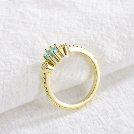 ROMAD Ocean Blue Rhinestone Rings Women Size 105 Gold Silver Finger Rings for Wedding Engagement Simple Bohemian Rings Conceitastral