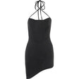 Retro Sexy Halter Solid Color Hip Skirt Fashion Hot Girl Waist Asymmetric Conceitastral