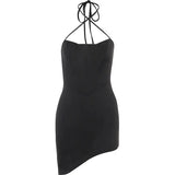 Retro Sexy Halter Solid Color Hip Skirt Fashion Hot Girl Waist Asymmetric Conceitastral