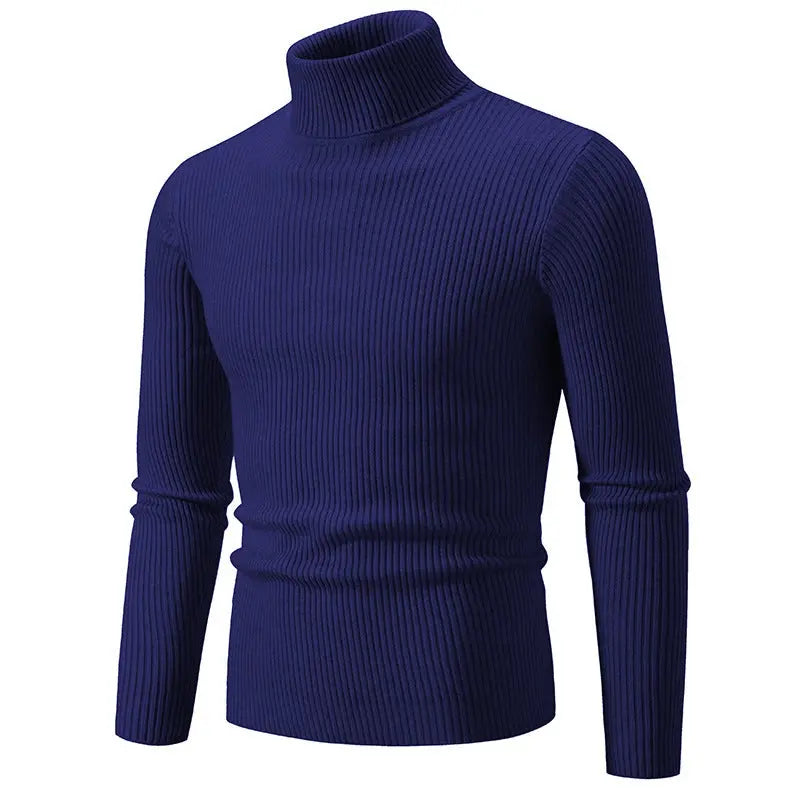 Retro Simple Solid Color Turtleneck Base Inner Wear Outer Wear Casual Men's Thin Slim Knit Sweater Conceitastral