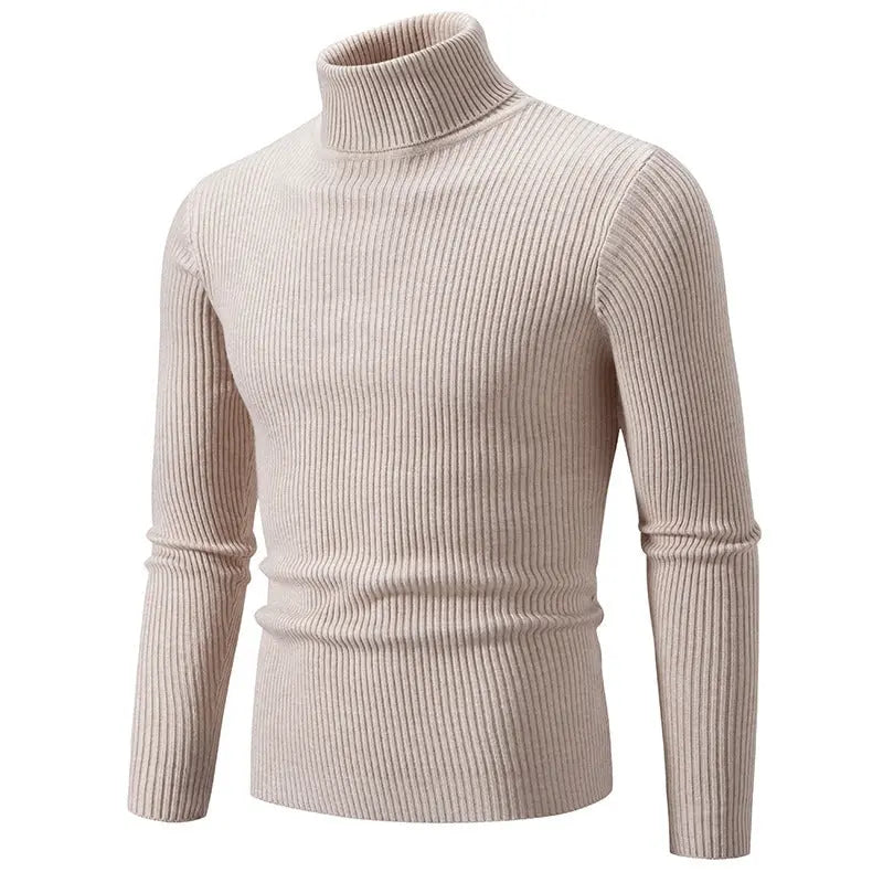 Retro Simple Solid Color Turtleneck Base Inner Wear Outer Wear Casual Men's Thin Slim Knit Sweater Conceitastral