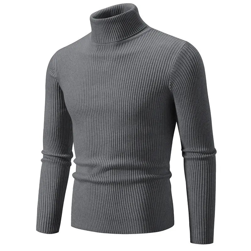 Retro Simple Solid Color Turtleneck Base Inner Wear Outer Wear Casual Men's Thin Slim Knit Sweater Conceitastral