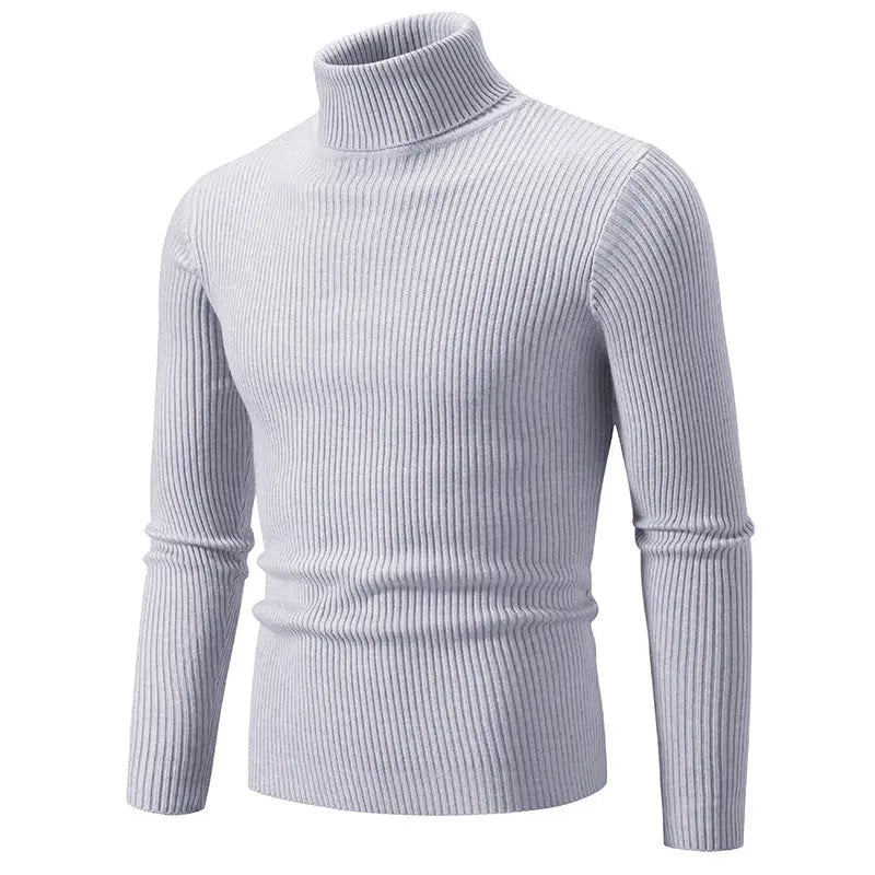Retro Simple Solid Color Turtleneck Base Inner Wear Outer Wear Casual Men's Thin Slim Knit Sweater Conceitastral