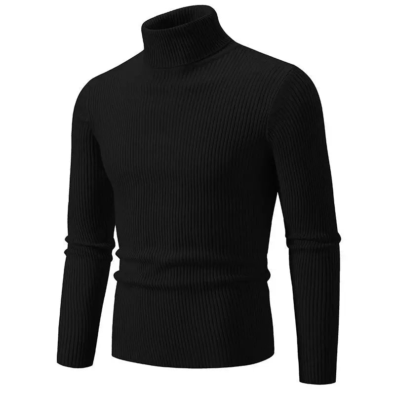 Retro Simple Solid Color Turtleneck Base Inner Wear Outer Wear Casual Men's Thin Slim Knit Sweater Conceitastral