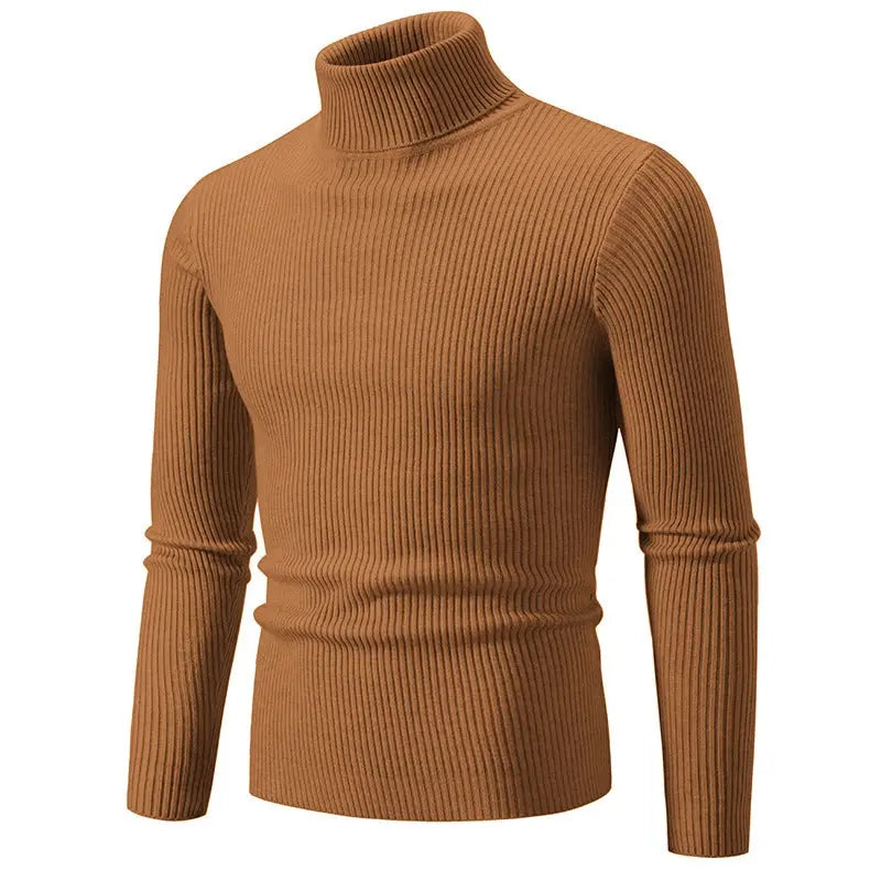 Retro Simple Solid Color Turtleneck Base Inner Wear Outer Wear Casual Men's Thin Slim Knit Sweater Conceitastral