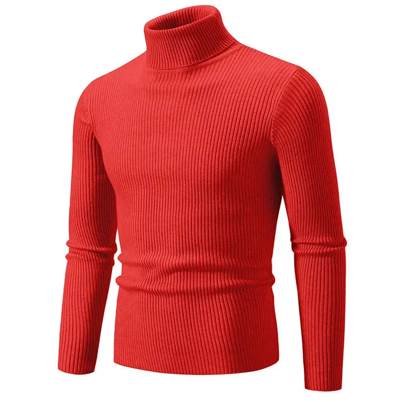 Retro Simple Solid Color Turtleneck Base Inner Wear Outer Wear Casual Men's Thin Slim Knit Sweater Conceitastral