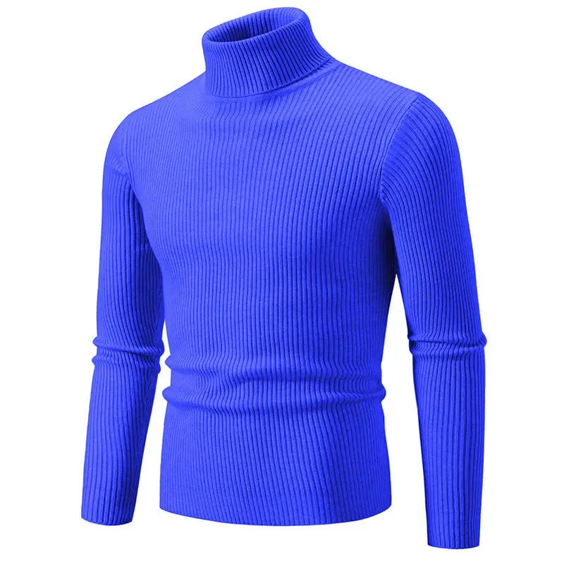 Retro Simple Solid Color Turtleneck Base Inner Wear Outer Wear Casual Men's Thin Slim Knit Sweater Conceitastral