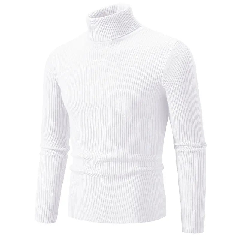 Retro Simple Solid Color Turtleneck Base Inner Wear Outer Wear Casual Men's Thin Slim Knit Sweater Conceitastral