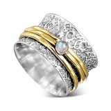 Retro White Gemstone Inlaid Rings For Men And Women Conceitastral