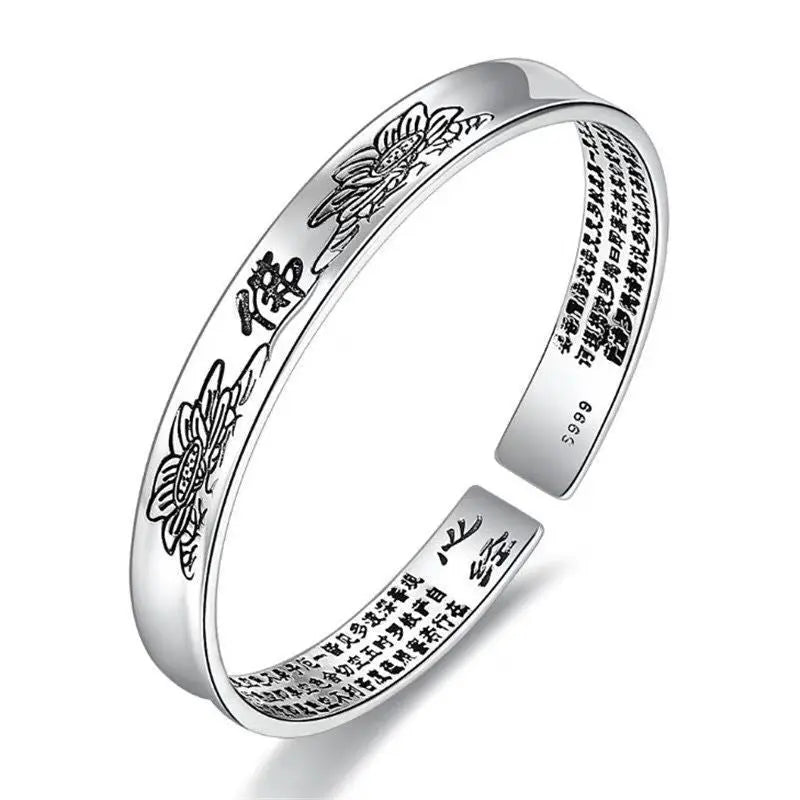 S925 Silver Heart Sutra Bracelet Women Conceitastral