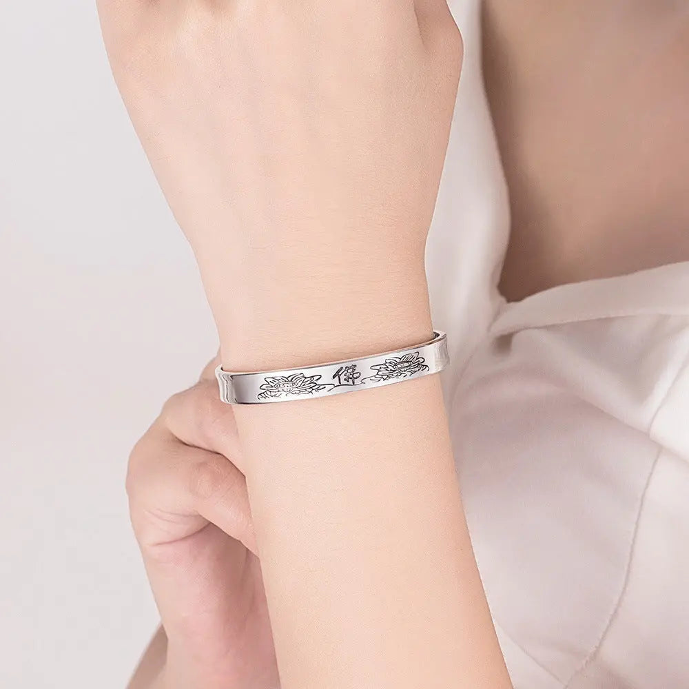 S925 Silver Heart Sutra Bracelet Women Conceitastral