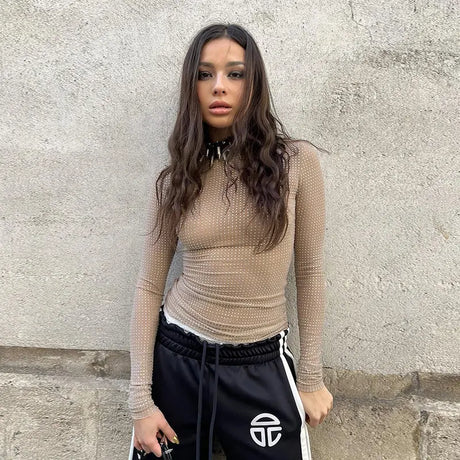 See-through Hot Girl Long-sleeved Top Conceitastral