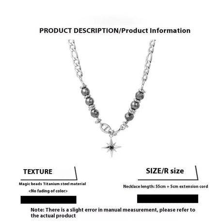 Simple All-match Eight Awn Star Necklace For Men Titanium Steel No Fading Conceitastral