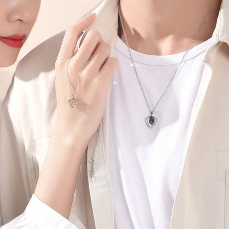 Simple Hollow Shield Crown Pendant For Men And Women A Pair Of Necklaces Conceitastral