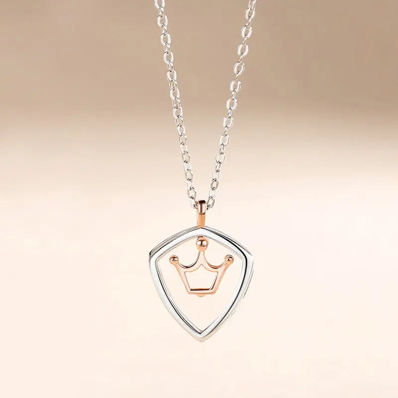 Simple Hollow Shield Crown Pendant For Men And Women A Pair Of Necklaces Conceitastral