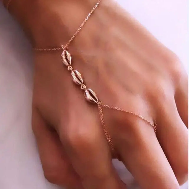 Simple seashell double finger bracelet women Conceitastral
