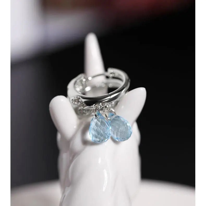 Sky Blue Topaz Earrings Women Conceitastral