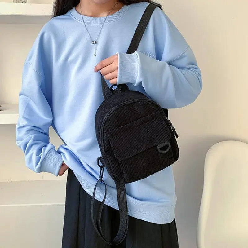 Small Corduroy Backpack Fashion Primary And Secondary Campus Bag Girls Schoolbags Conceitastral