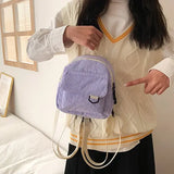 Small Corduroy Backpack Fashion Primary And Secondary Campus Bag Girls Schoolbags Conceitastral