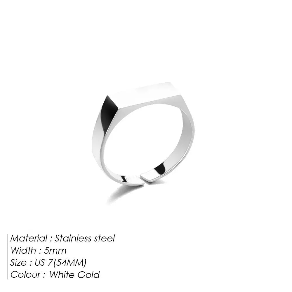 Small Strip Glossy Stainless Steel Ring Men Conceitastral