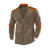 Solid Color Block Long Sleeve Zipper Cardigan Outerwear Conceitastral