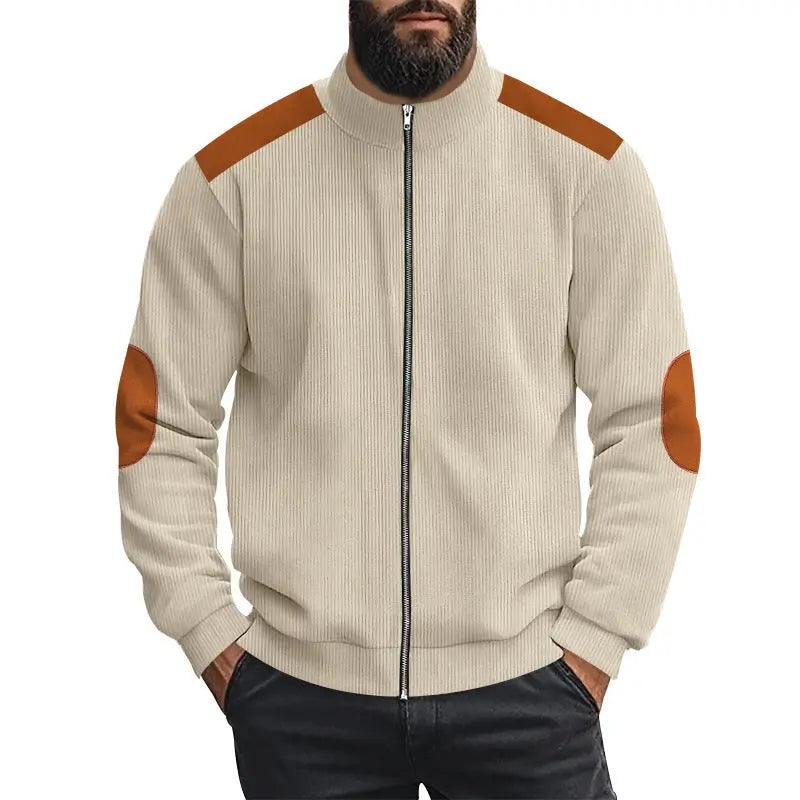 Solid Color Block Long Sleeve Zipper Cardigan Outerwear Conceitastral