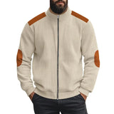 Solid Color Block Long Sleeve Zipper Cardigan Outerwear Conceitastral