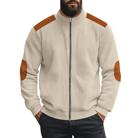 Solid Color Block Long Sleeve Zipper Cardigan Outerwear Conceitastral